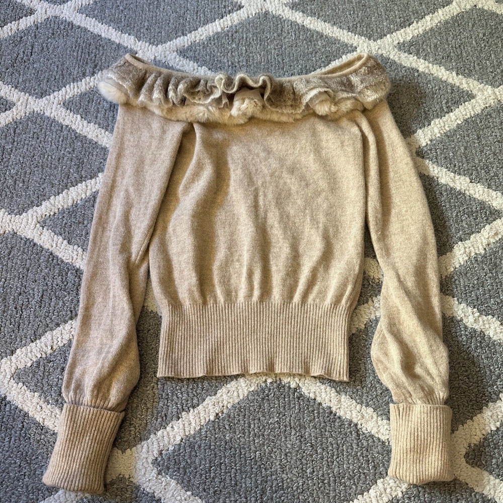 RARE Frankie Morello Milan Woman's Ruffled‎ Pullover Wool Blend Sweater XS